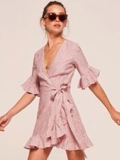 pink stripe summer wrap dress