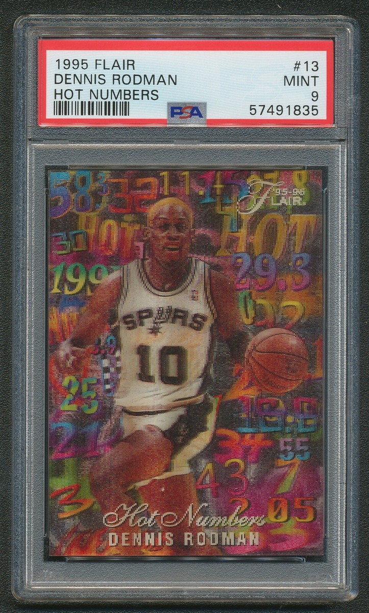 1995 FLAIR DENNIS RODMAN HOT NUMBERS SPURS BASKETBALL CARD #13 PSA