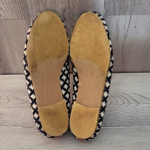 Soles By Paige Womens Flats 8 Vintage Blue White Needlepoint Diamond Casual - Picture 10 of 10
