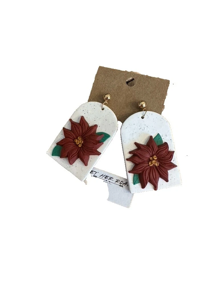 Модные серьги из полимерной глины с цветами и растениями