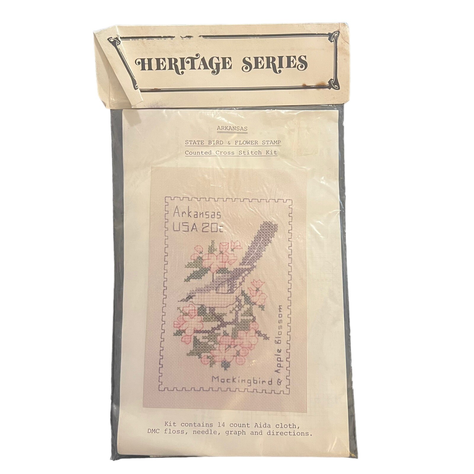 Vintage Heritage Series "Arkansas 20c USPS STAMP" Cross Stitch Kit