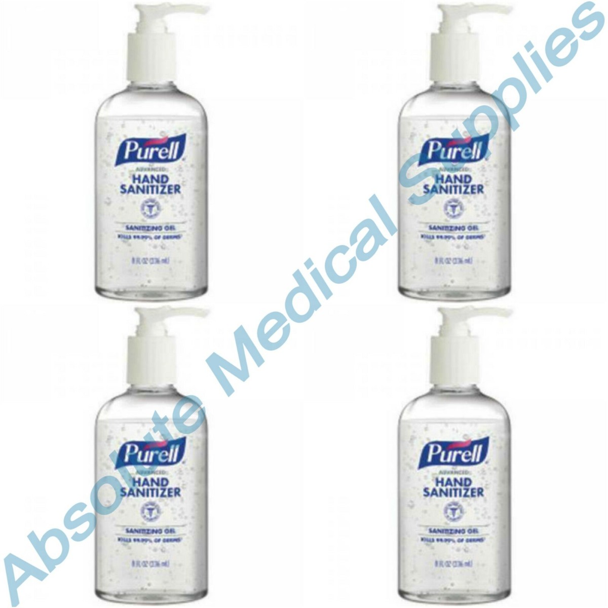 4-Pack* Purell Advanced Hand Sanitizer 8oz Gel Pump Round Bottle