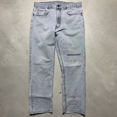 Vintage 90s GAP Work-Force Distressed Repaired Jeans Faded Wash Gray Mens 34x28
