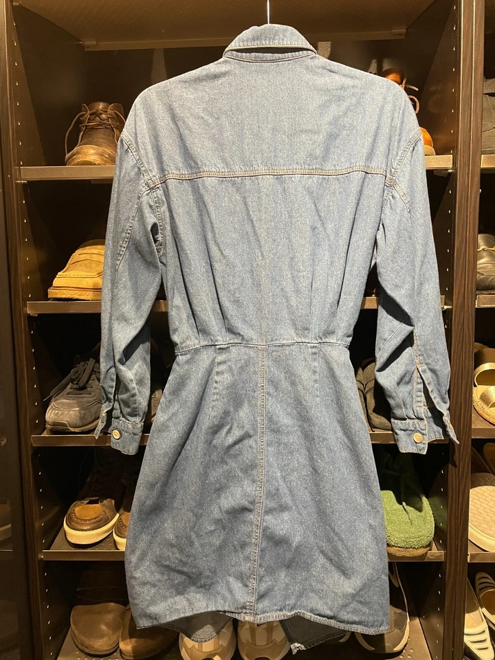 Vintage DKNY Jeans Talla 4 Manga Larga Mini Vestido Falda Envolvente Y2K Foto 3 de 4