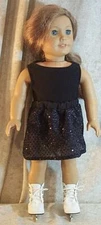 Doll Clothes Made2Fit American Girl 18" 2pc Leotard Skirt Black Ice Skate Dance