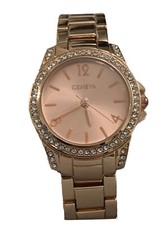 Geneva Rose Gold Pave Ladies Watch Feminine New Battery In Box Gift MSRP 36.00