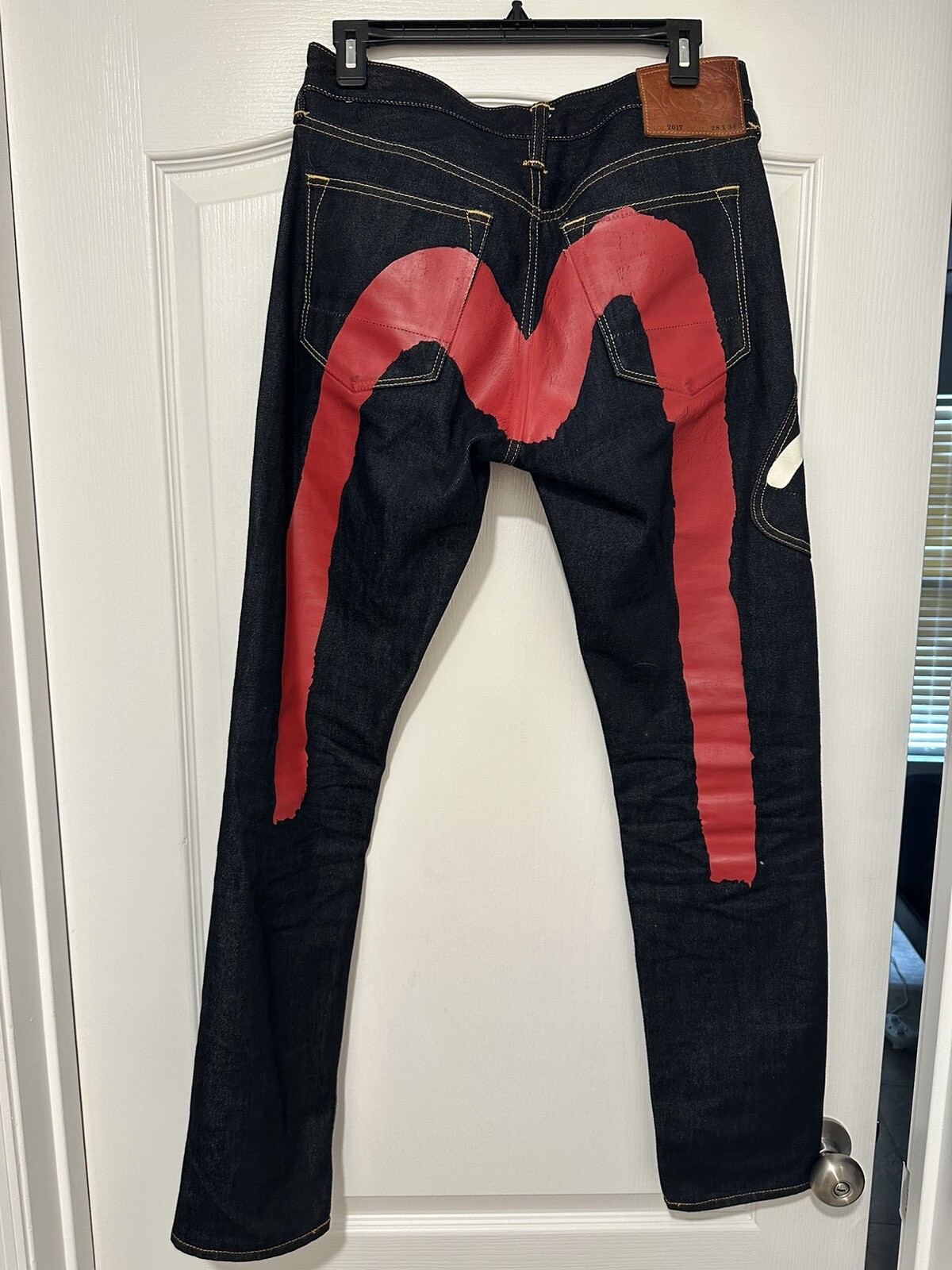 Red evisu jeans 28 x 34 Carrotfit Denim Jeans with White Printed