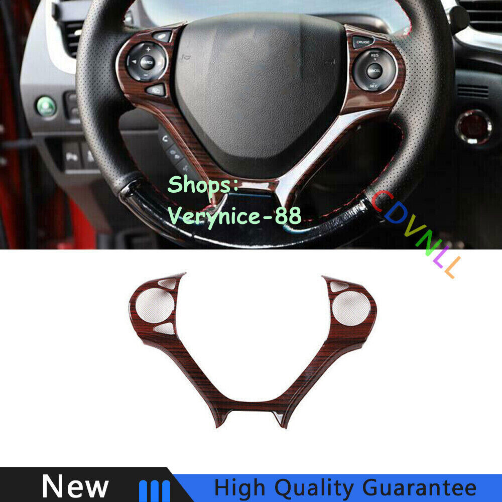 For Honda Civic 2012-2015 Peach Wood Grain Steering Wheel Decor Cover Trim 1PCS