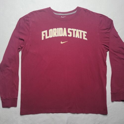 Nike Florida State Center Swoosh Long Sleeeve T-Shirt Men's Size 2XL Red Y2K - Picture 1 of 8