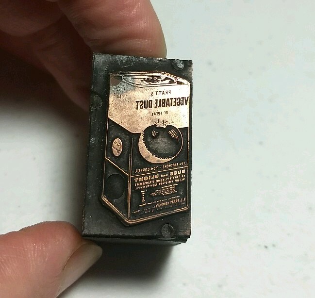 Vintage Letterpress Printing Block Pratt's Vegetable Dust Advertising