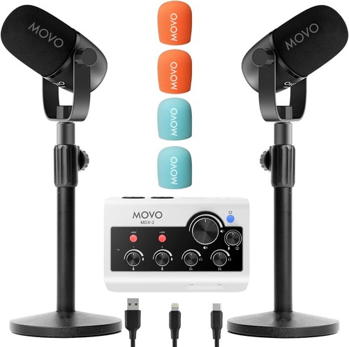 Pacchetto attrezzatura podcasting portatile Movo PodPro-T per due kit podcast 2 microfoni ++ - Foto 2 di 15