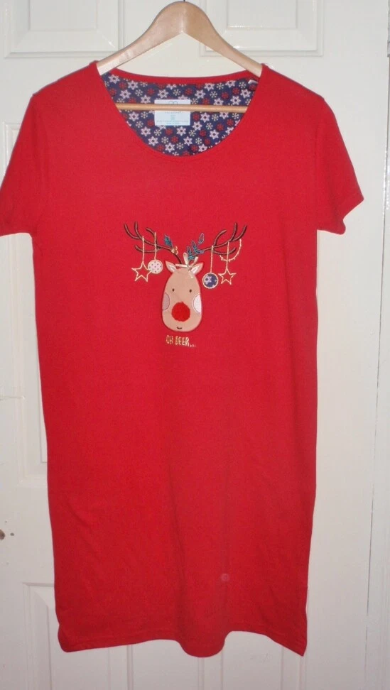 NWT Primark ladies love to lounge Christmas OH DEER red lounge night shirt