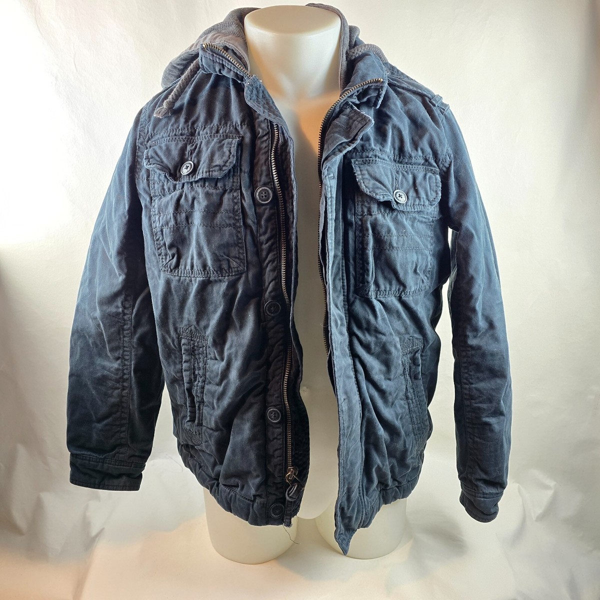 ミリタリージャケット American Eagle - american eagle outlitters N-2B y2k XXL American Eagle Jacket Mens Medium Grey Utility Hooded