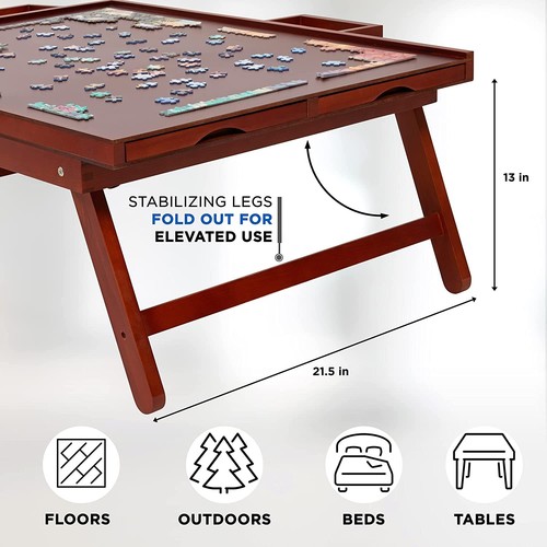 Jumbl 1000 Piezas Tablero de Rompecabezas, 23” x 31” Mesa de Rompecabezas con Piernas, Marrón - Imagen 5 de 7