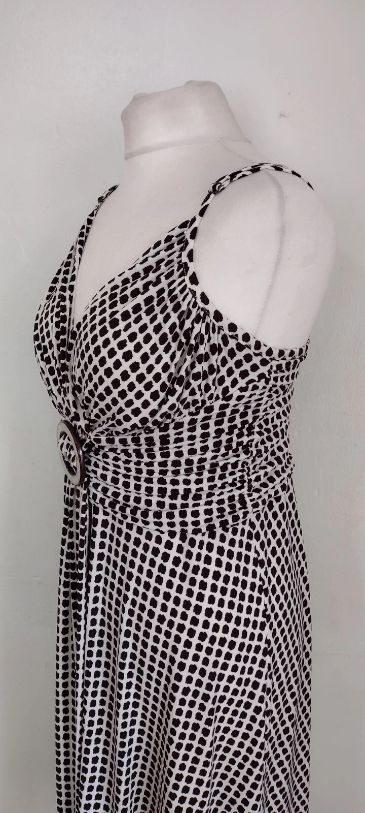 OFF WHITE ABITO LUSINGHIERO LINEA taglia 12 MARRONE e BIANCO SPORCO piccolo check elasticizzato