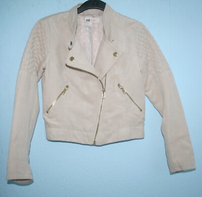 Ƹ̵̡Ӝ̵̨̄Ʒ H&M Mädchen Jacke Bikerjacke Beige Gold Faux-Wildleder Gr - Main Image