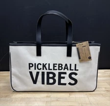 Santa Barbara Design Studio Pickleball Vibes Genuine Leather Canvas Tote Bag NWT
