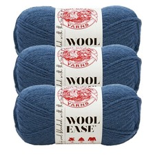  3 Pack Lion Brand Yarn 620-114B Wool-Ease Yarn, Denim