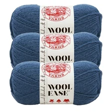 (3 Pack) Lion Brand Yarn 620-114B Wool-Ease Yarn, Denim