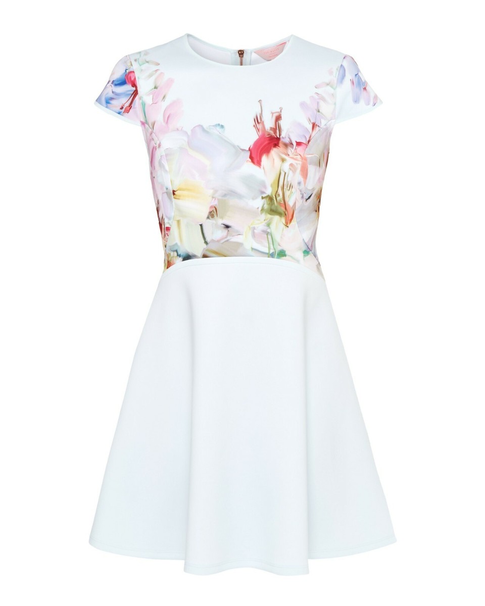 ted baker mint skater dress NEW Ted Baker Rivana Skater Dress in Mint/Floral Size 4 US Size 10 #TED387