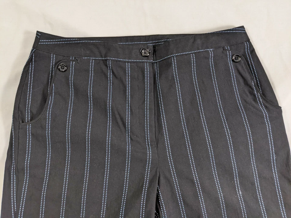 Bermudas de vestir EP PRO negras a rayas tiro medio calce regular elásticas talla 6 para mujer Foto 4 de 4