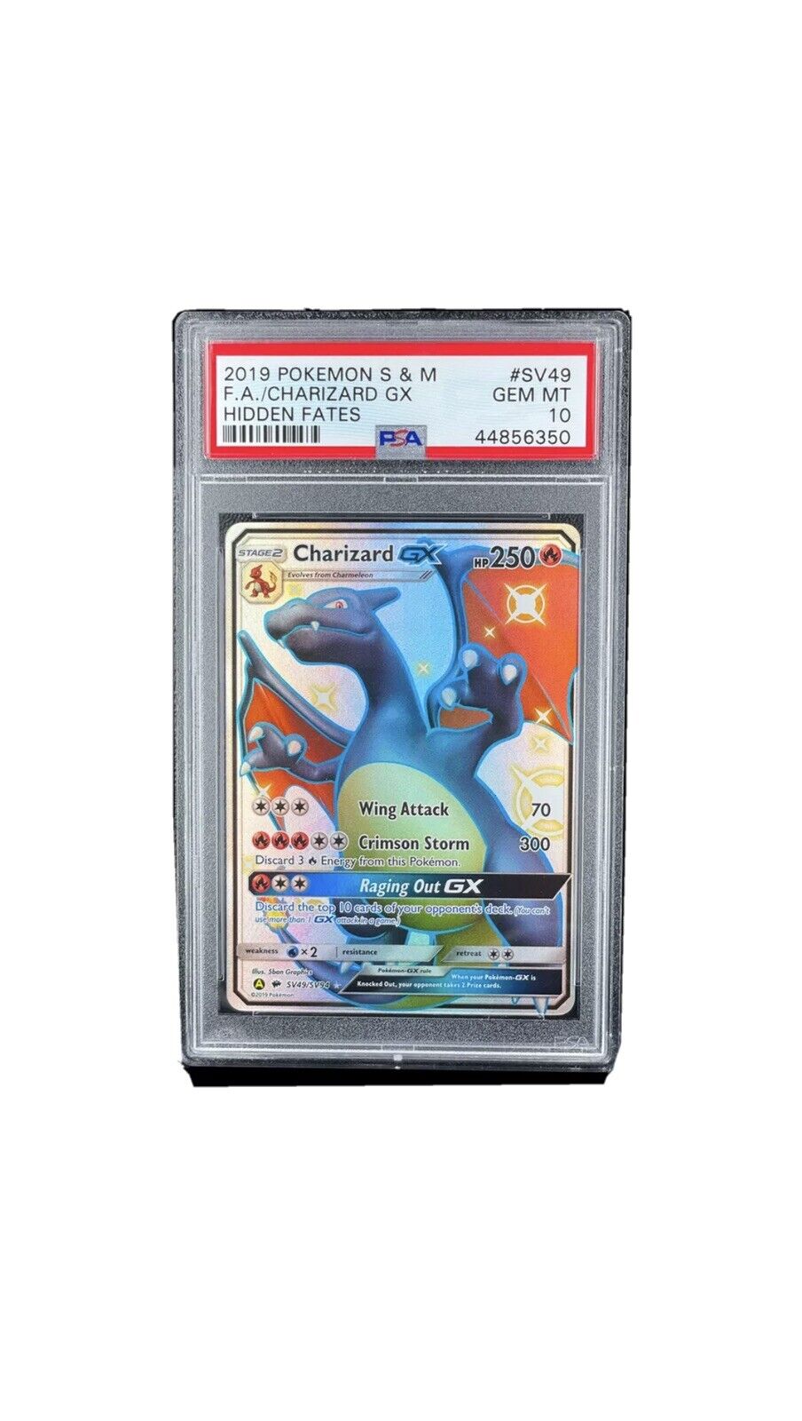 2019 Pokemon Sun & Moon Hidden Fates Shiny Charizard GX #SV49 PSA 10 GEM MINT