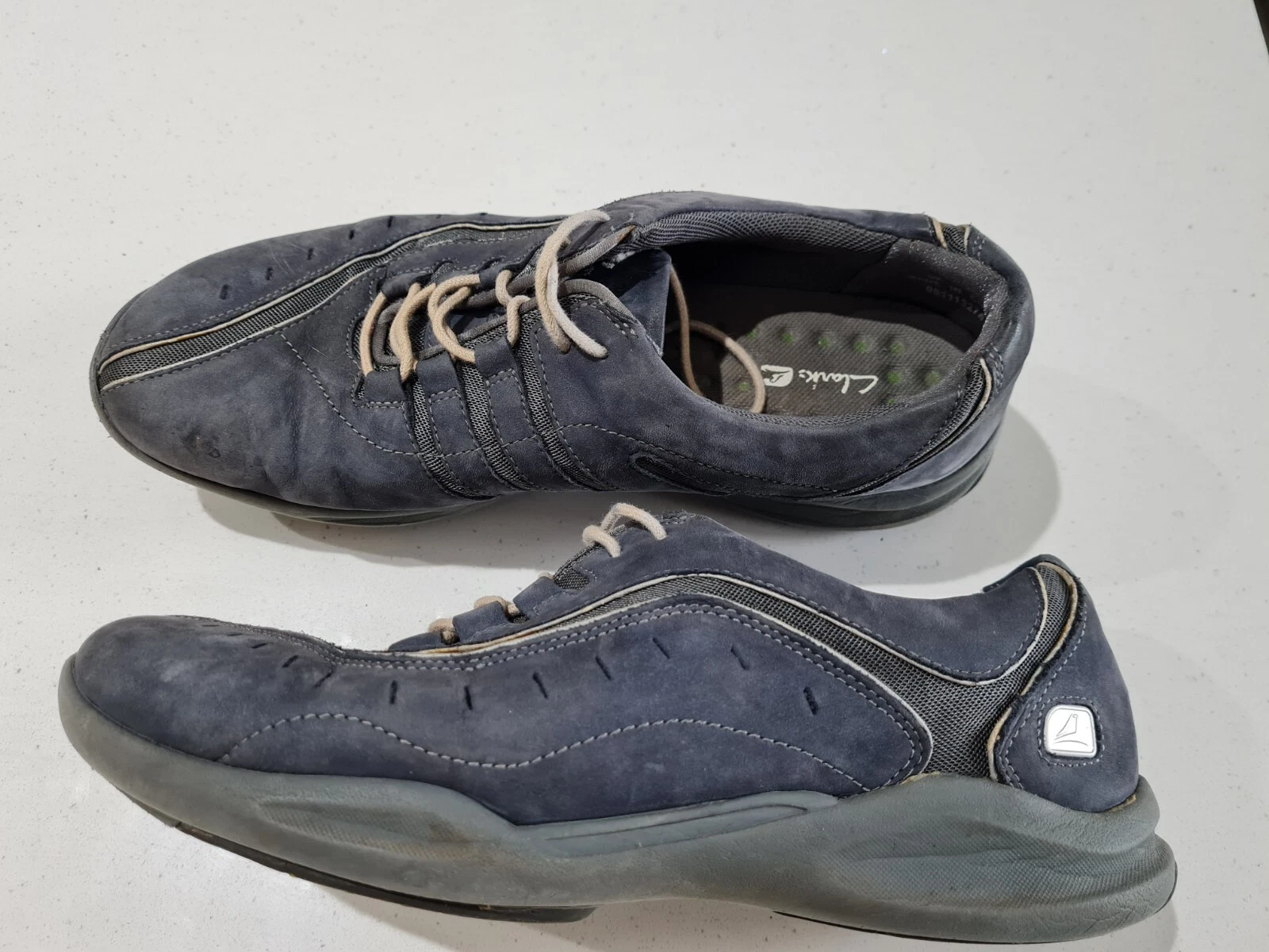 Scarpe da passeggio comode Clarks Wave blu stringate taglia 7D