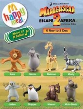 2008 MADAGASCAR 2 MCDONALDS HAPPY MEAL TOYS - U - PICK