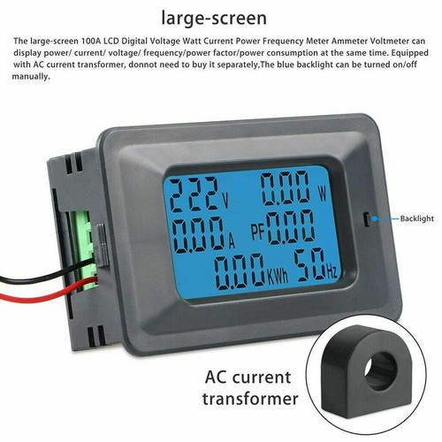 100A AC LCD Digital Volt Watt Power Voltage Meter Monitor KWh Voltmeter Ammeter - Picture 12 of 12