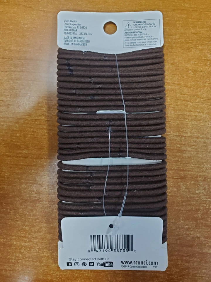8 paquetes de 32: elásticos para el cabello Scunci sin daños - sujeción media - marrón (7359) R7P7a Foto 3 de 3