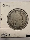 1906 O 50C Barber Silver Half Dollar - Good condition
