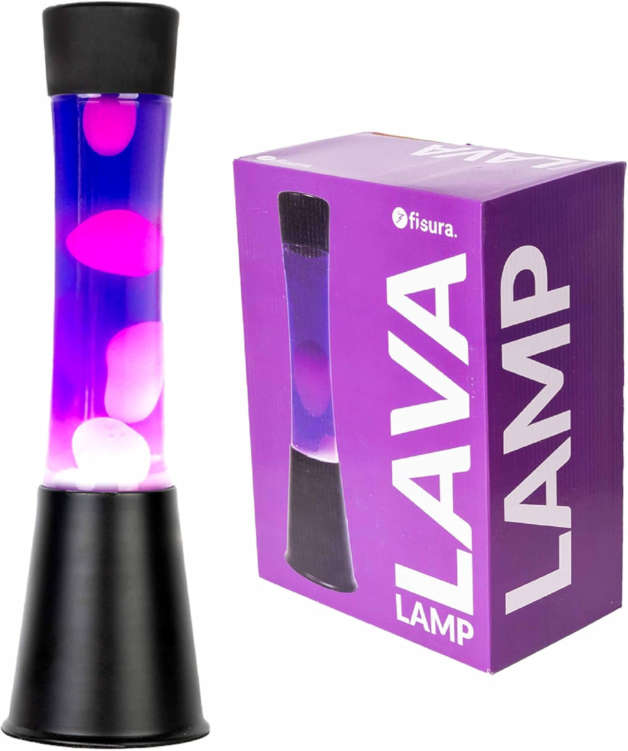 Lampada Lava Viola Originale: Base Nera e Lava Bianca Retro Style