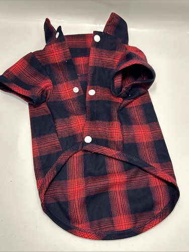 Dog shirt Red plaid, button Up, Large 9lb - 17lb
