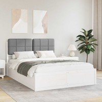 Bettgestell Mit Gepolstertem Kopfteil Hellgrau 150 X 200 Cm