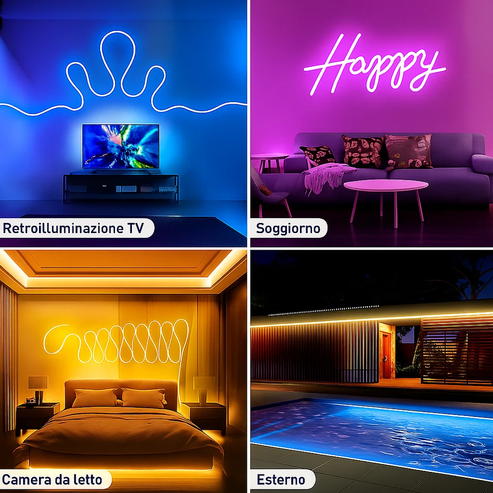 Striscia LED RGB 1 M 3 M USB 5V con Telecomando e App Impermeabile - Immagine 3 di 3