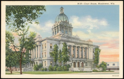 #ad Manitowoc Wisconsin WI Court House Teich Original Vintage Postcard $4.99