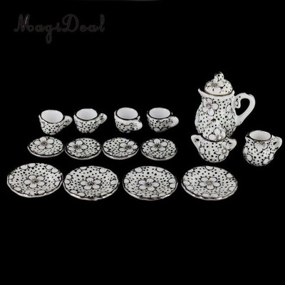 15PC Dollhouse 1:12 Scale Miniature Daisy Coffee Tea Set Kitchen Kit Accessories