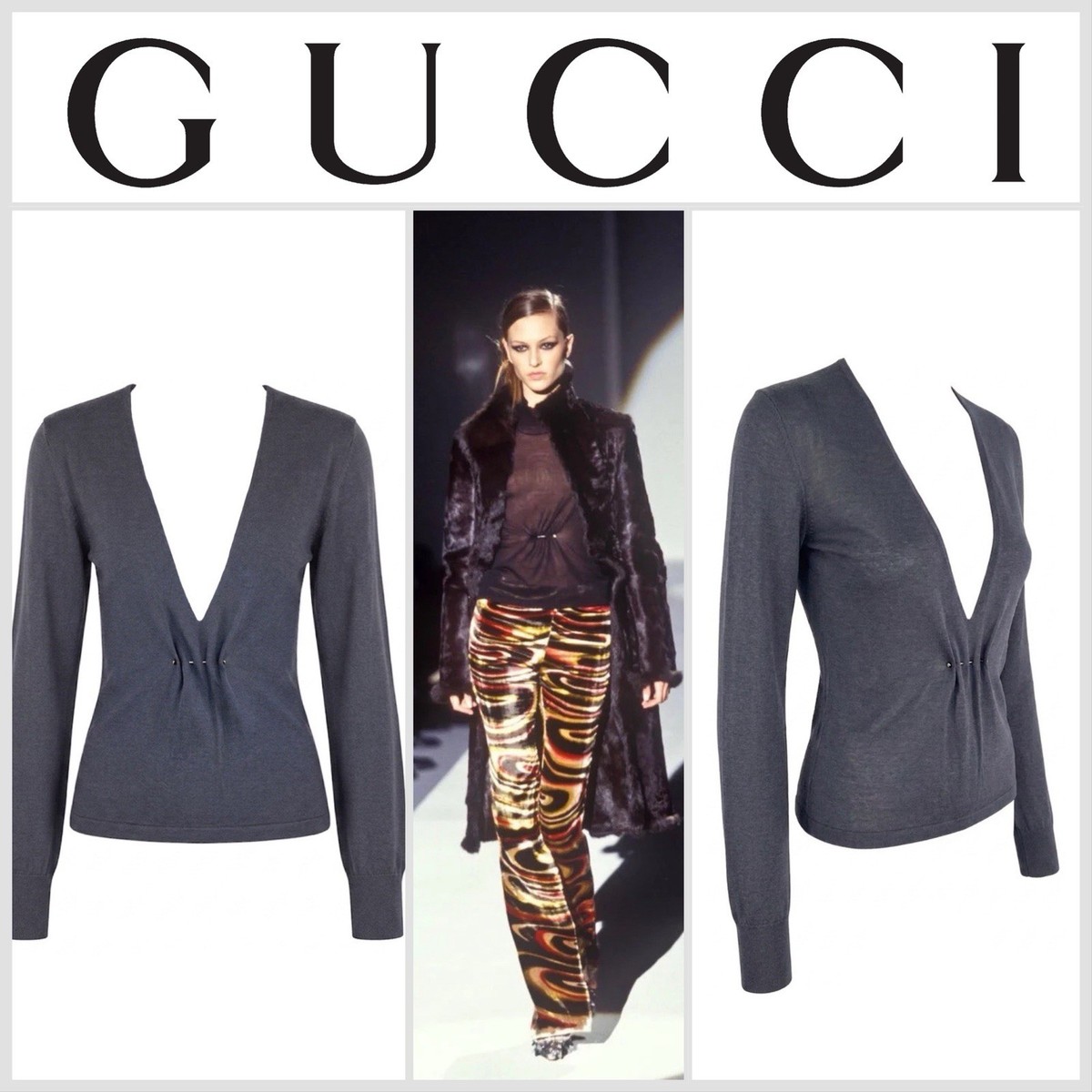 GUCCI By TOM FORD F/W 1999 Cashmere Metal Barbell Top Medium