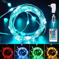 MINETOM Color Changing Fairy Lights 33 FT 100 LED USB String Lights - Multicolor