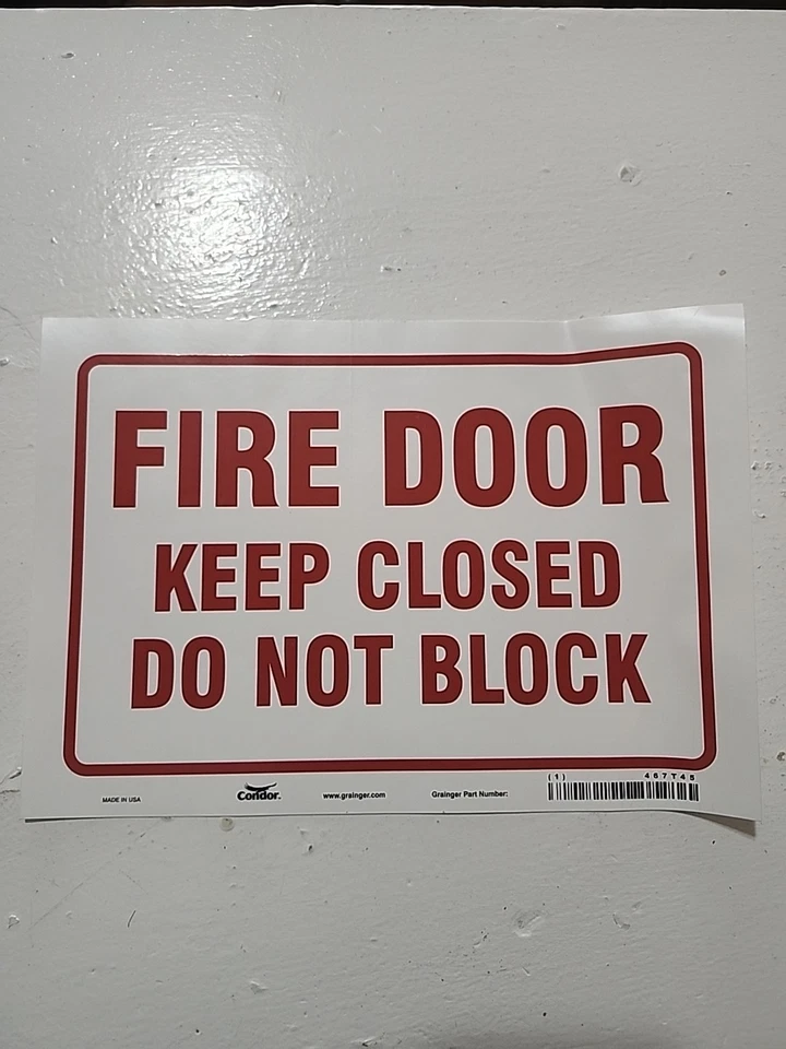 Fire Door CONDOR 467T43 Safety Sign,7 in x 10 in,Polyethylene 467T43 - Image 2 of 2