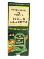 Quaker State Motor Oil Sign Car Truck 4x4 Gas Oil Semi Diesel Matchbook  Cover