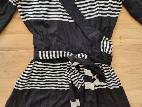 Banana Republic XS Gemma Black White Stripe Wrap Dress Long Sleeve Knit Jersey - Picture 6 of 8