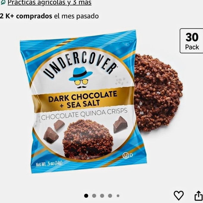 Undercover Chocolate Quinoa Crisps Dark Chocolate + Sea Salt, 0.5 oz 30 Pack