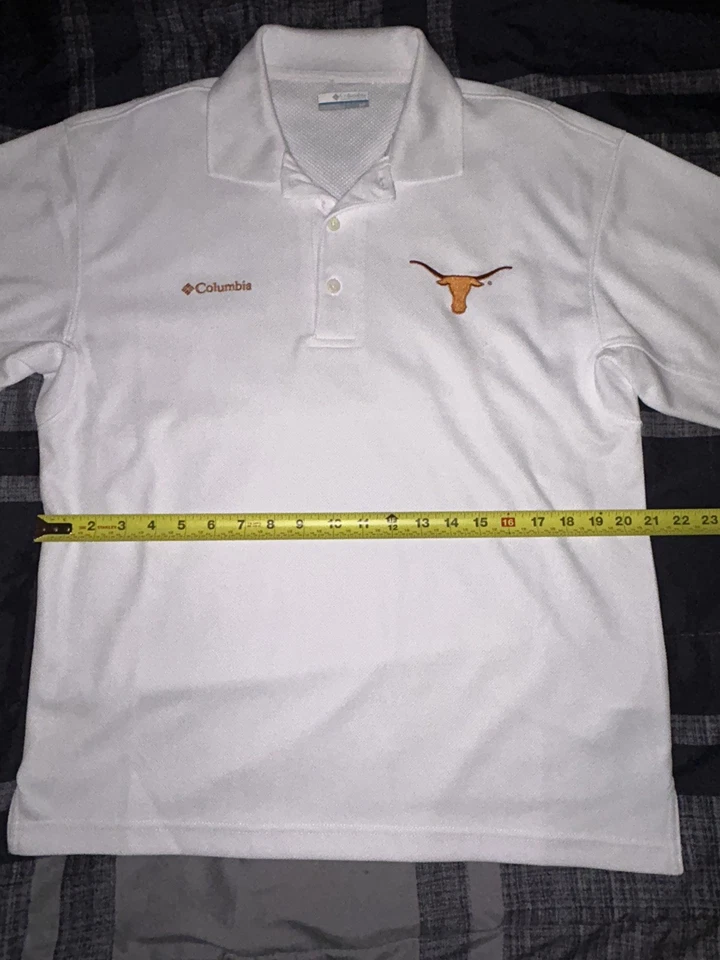 Camisa Polo Texas Cuello Largo Para Hombre Pequeña Blanca Columbia PFG Performance Foto 4 de 4