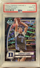 2024 Bowman Chrome Cooper Flagg #16 Black Wave Refractor PSA 10 1st Short Print