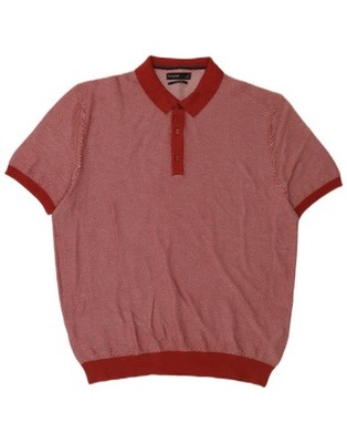 Marks & Spencer Mens Autograph Polo Neck Jumper Sweater XL Red Geometric DW06
