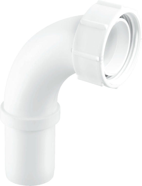 McAlpine T5 1.5"" Push-fit 90° Knuckle Overflow Bend x BSP Coupling Nut. White