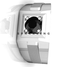 Black Onyx Round Cut With 925 Sterling Silver  Ring For Men #D526