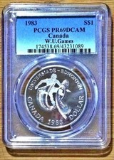 1983 Proof Western University Games Edmonton AB .500 Silver PCGS PR69DCAM