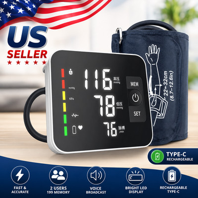 Blood Pressure Monitor Rechargeable Upper Arm, Large Screen, Black | Clinically 